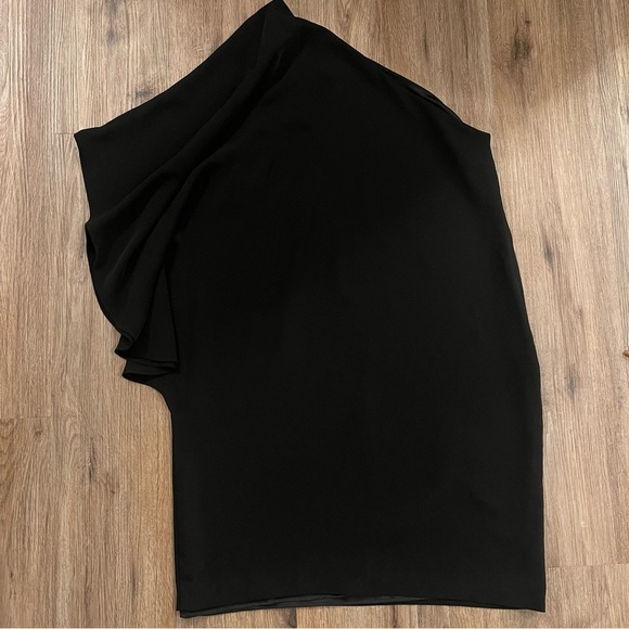 Lauren Ralph Lauren One Shoulder Mini Dress Women’s Sz 14 Black Classic Elegant - Picture 3 of 8